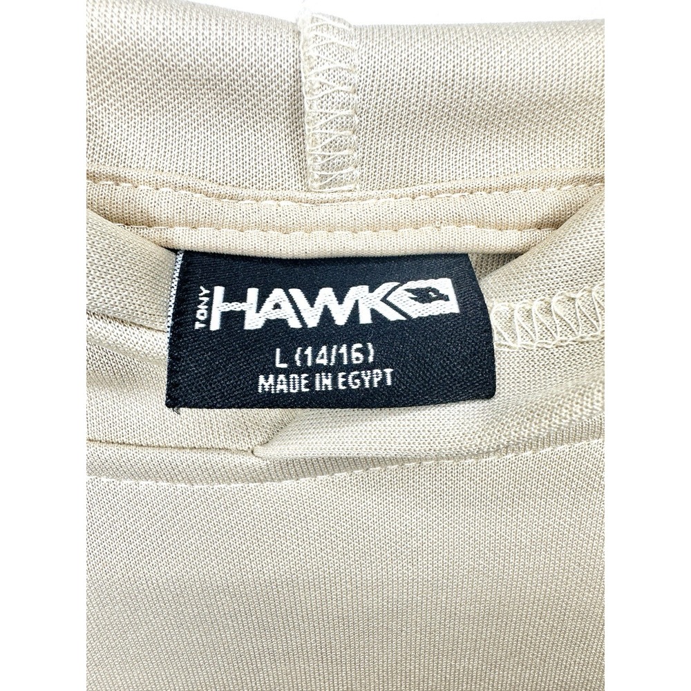Tony Hawk Boys Hoodie L 14/16 Tan Beige Tech Fleece Pullover Skater Streetwear - Picture 3 of 14